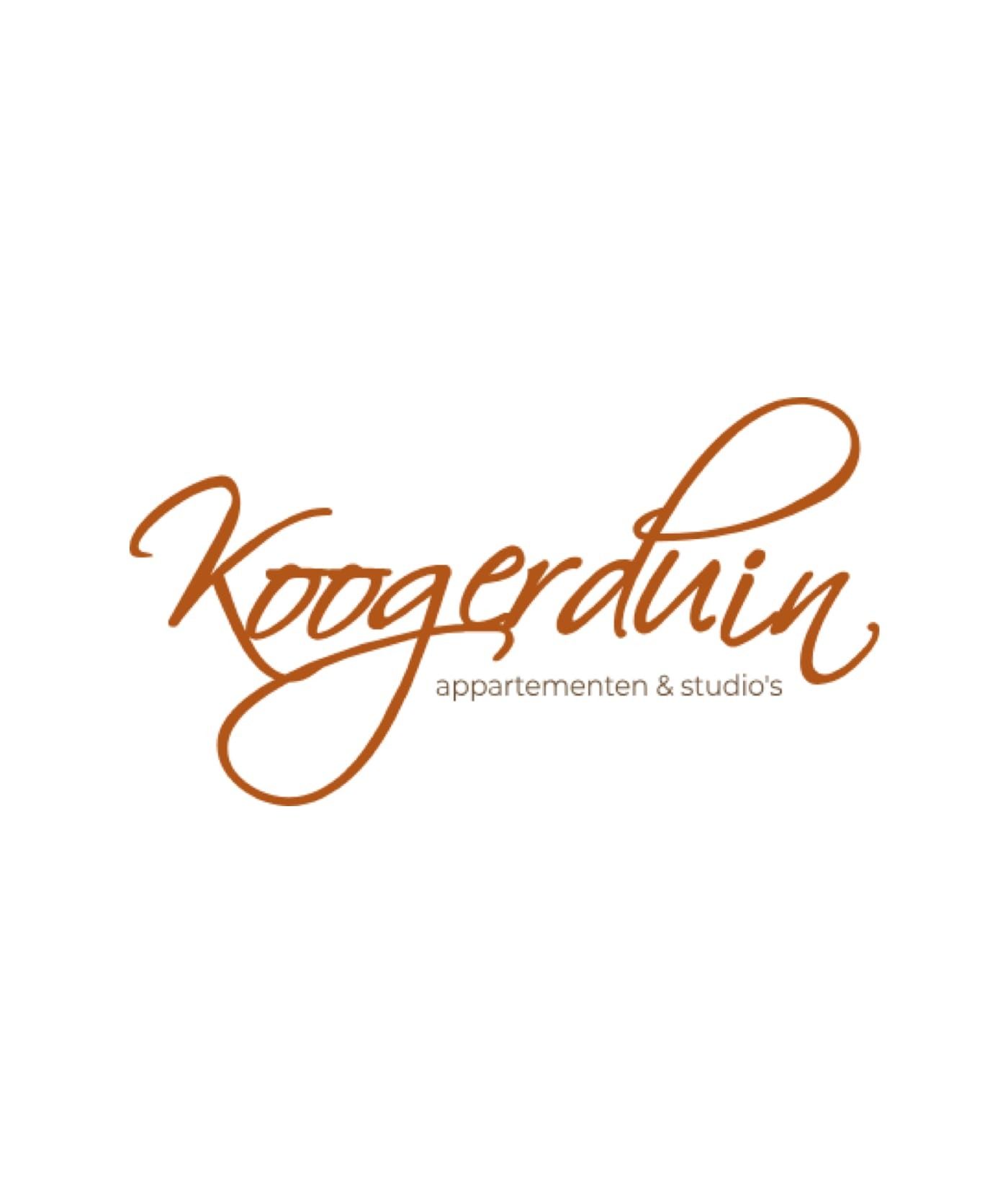 Logo van Koogerduin appartementen & studios in platte en normale lettertypen op een witte achtergrond, perfect voor gebruik op websites of online diensten.